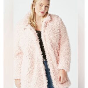 Maison Me Blush faux Fur Shaggy Teddy Coat NWT Size Large